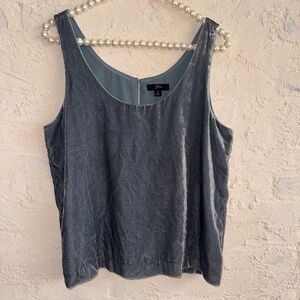 J. Crew Blue Gray Velvet Scoop Neck Sleeveless Tank Top Sz 6